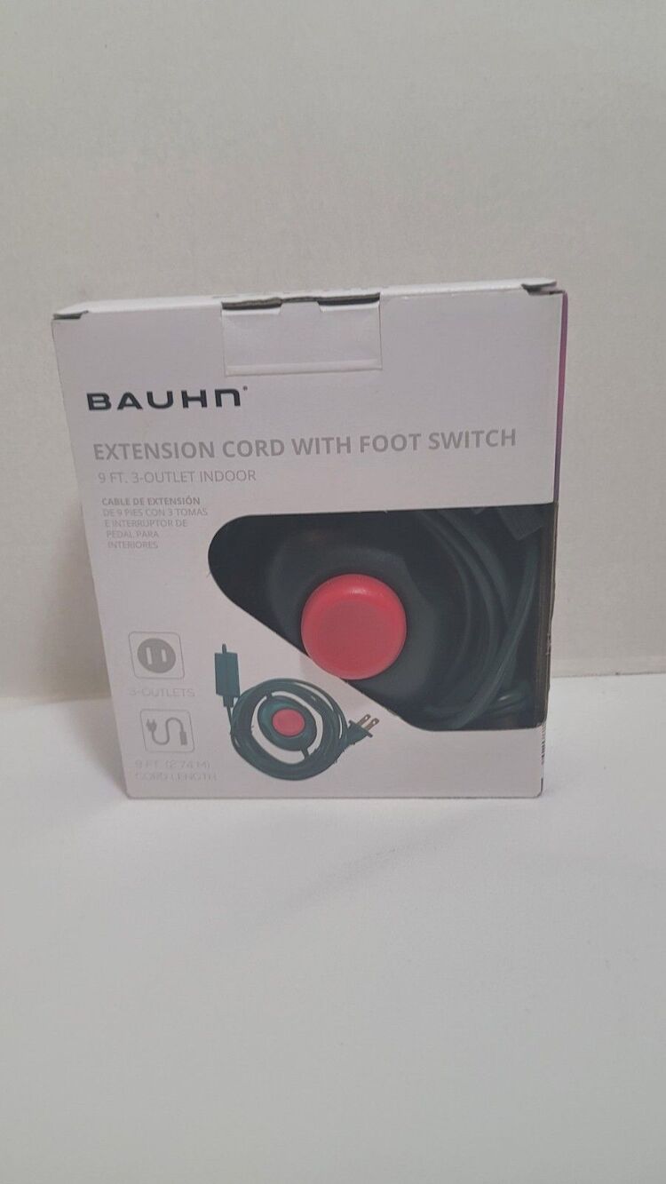 BAUHN Extension Cord with Foot Switch 9 Ft 3 Outlet Indoor On Off Control